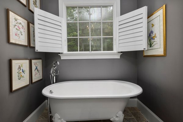 green painted bathroom