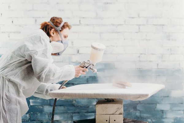 green spray painted furniture