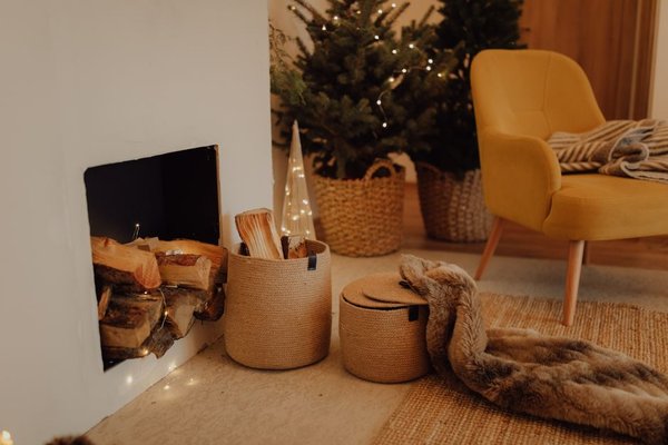 woven basket living room